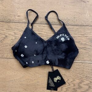 Wolves Black Floral Logo Bralette